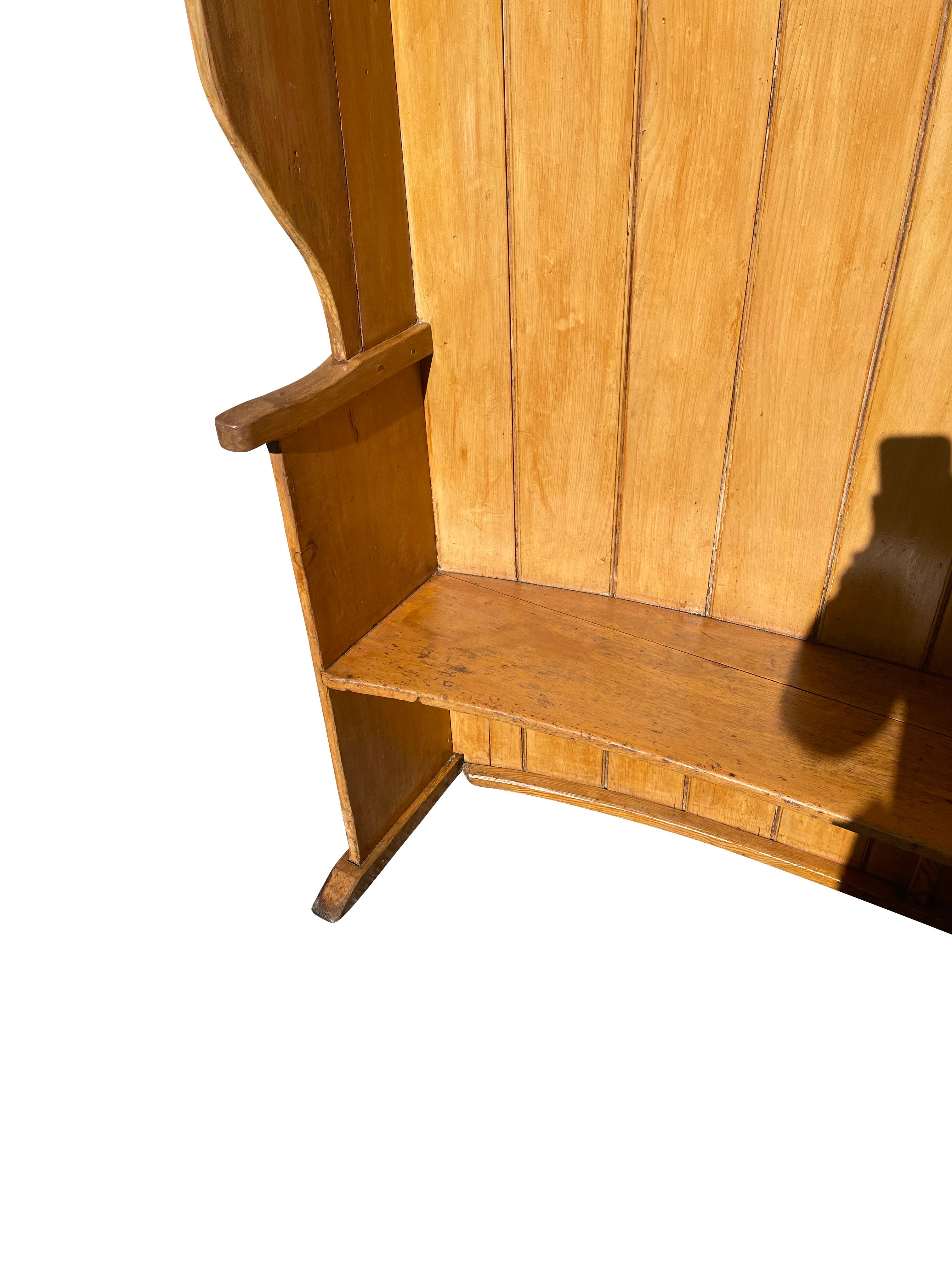 Hand-Crafted Early English Pine Settle or Bench