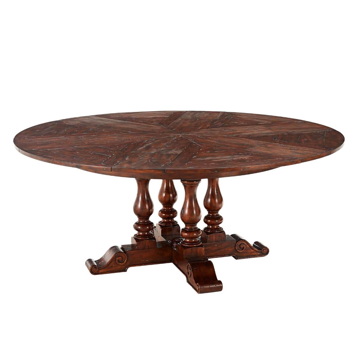 Early English Round Extension Dining Table 72 For Sale