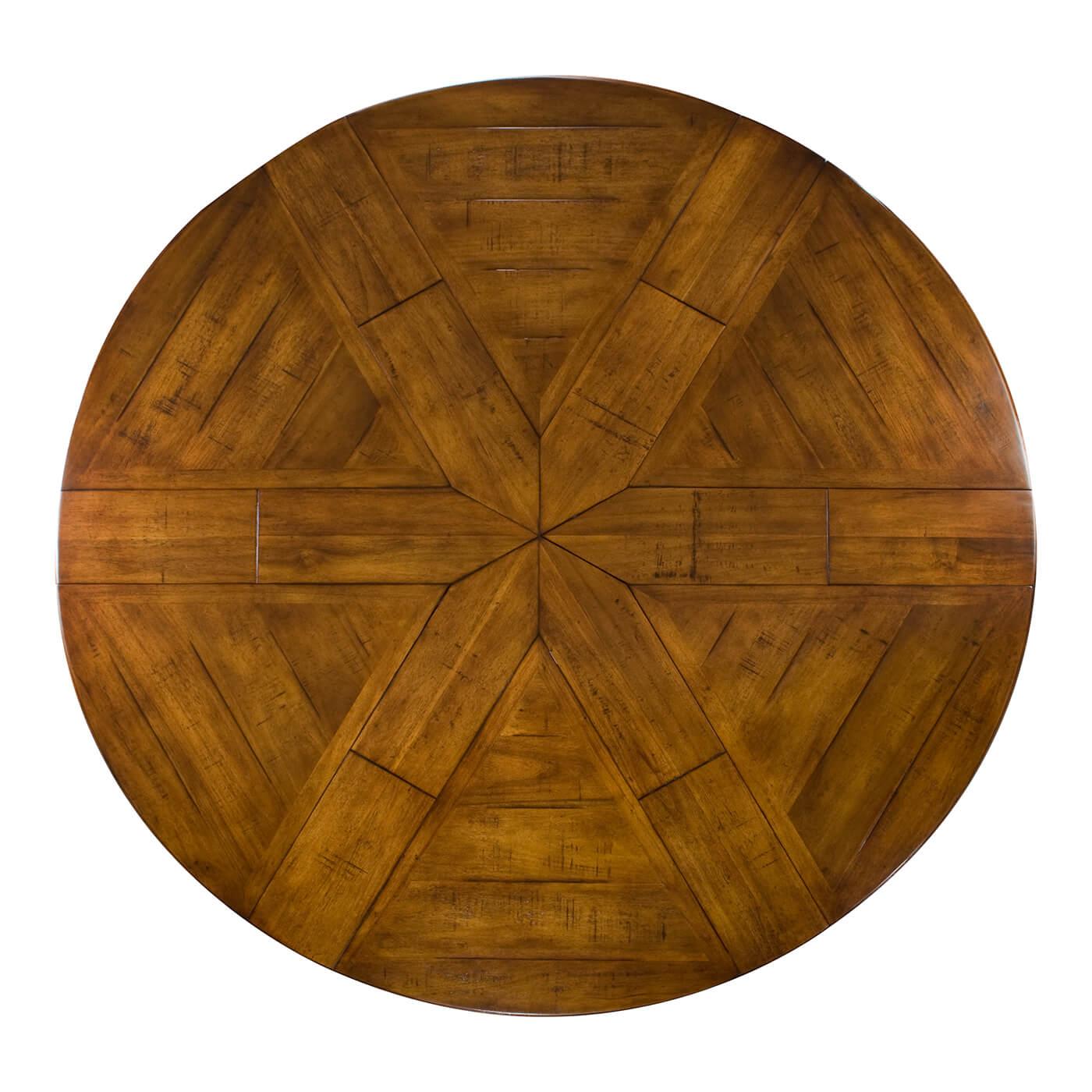 Vietnamese Early English Style Round Extension Dining Table For Sale