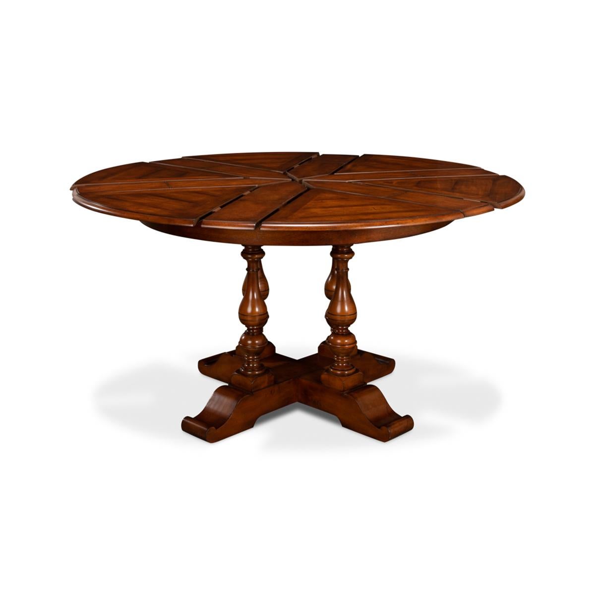 Vietnamese Early English Style Round Extension Dining Table For Sale