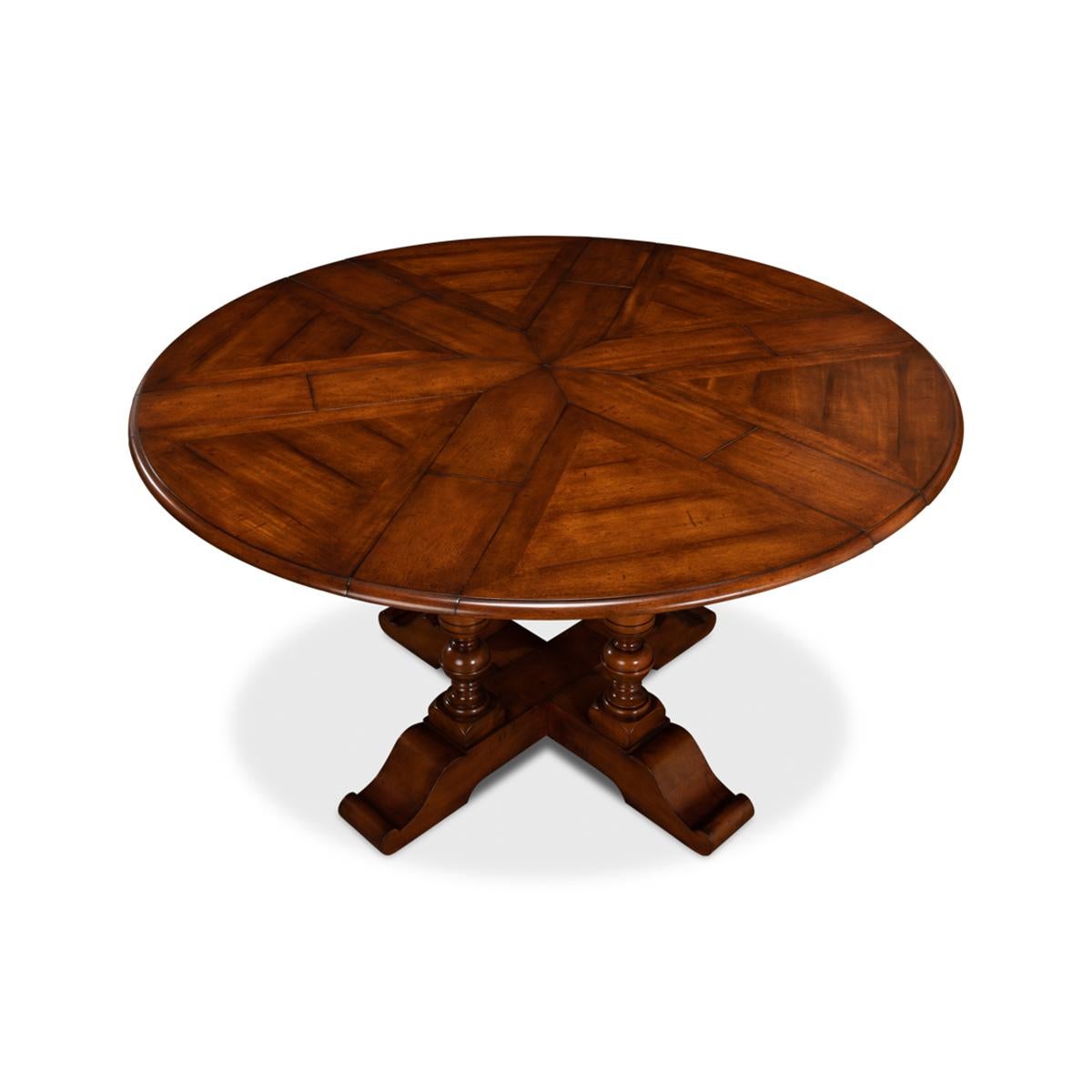 Early English Style Round Extension Dining Table In New Condition For Sale In Westwood, NJ