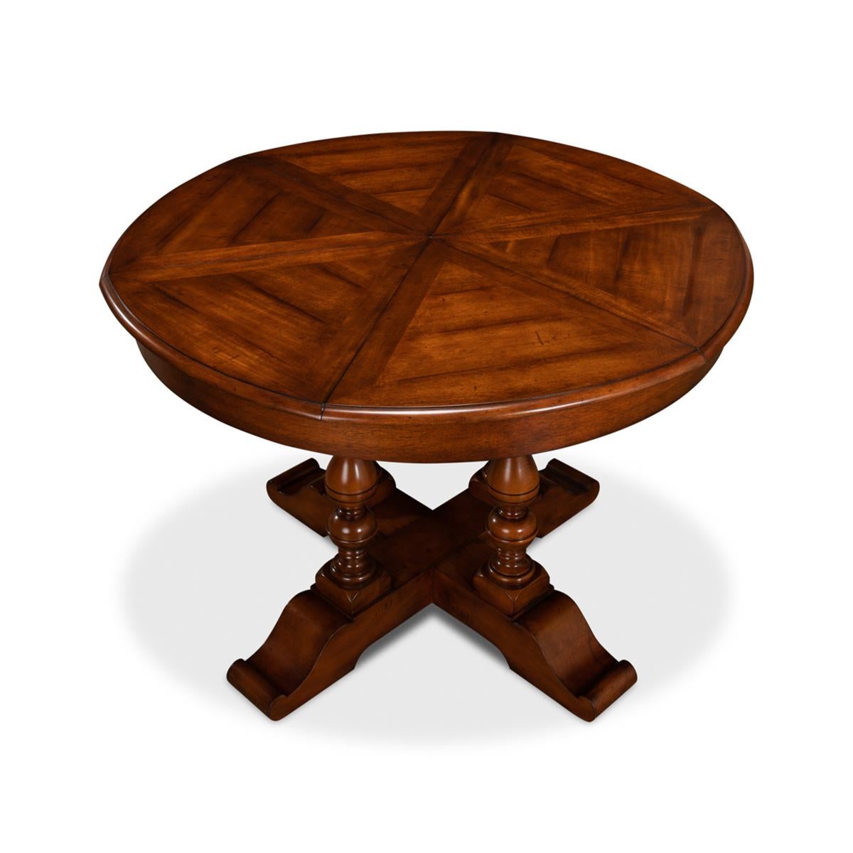 Contemporary Early English Style Round Extension Dining Table For Sale