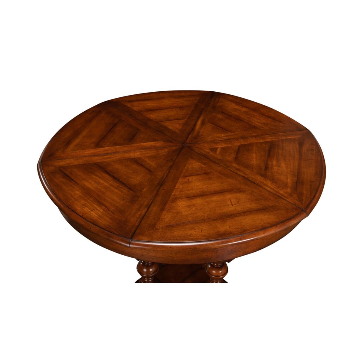 Wood Early English Style Round Extension Dining Table For Sale