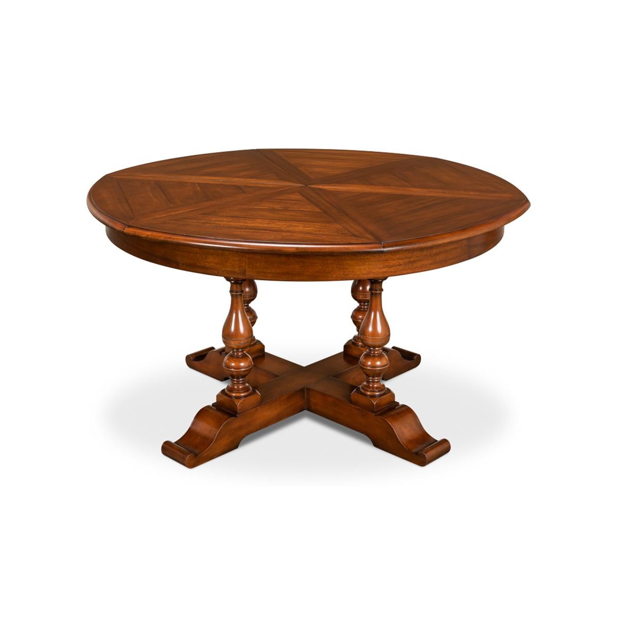 Early English Style Round Extension Dining Table, 70