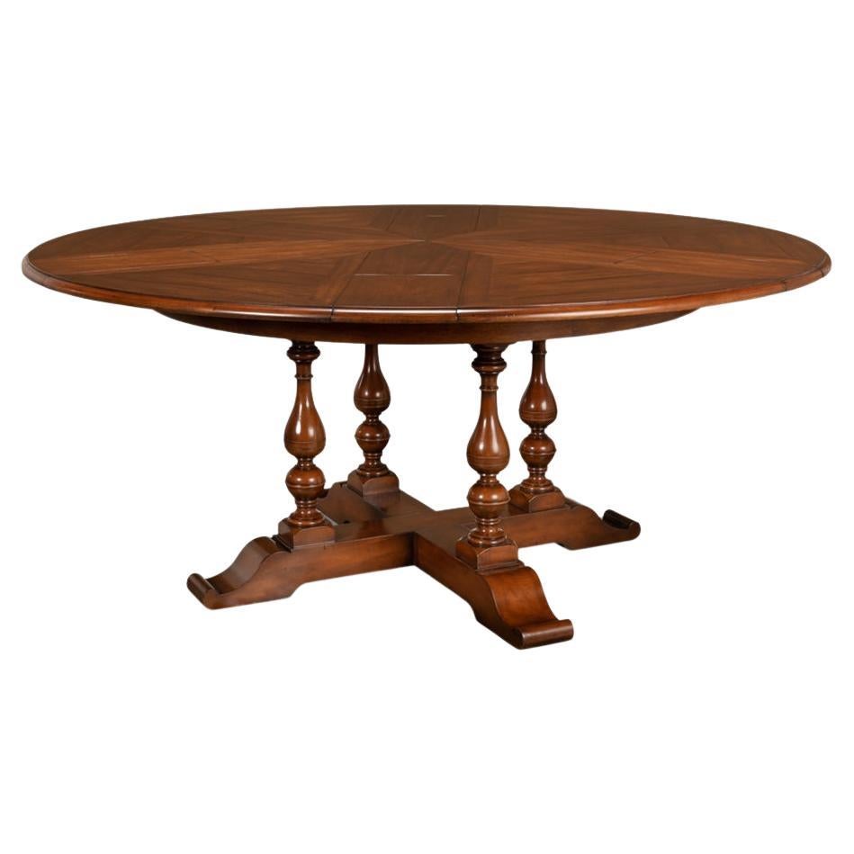 Early English Style Round Extension Dining Table, 70" For Sale