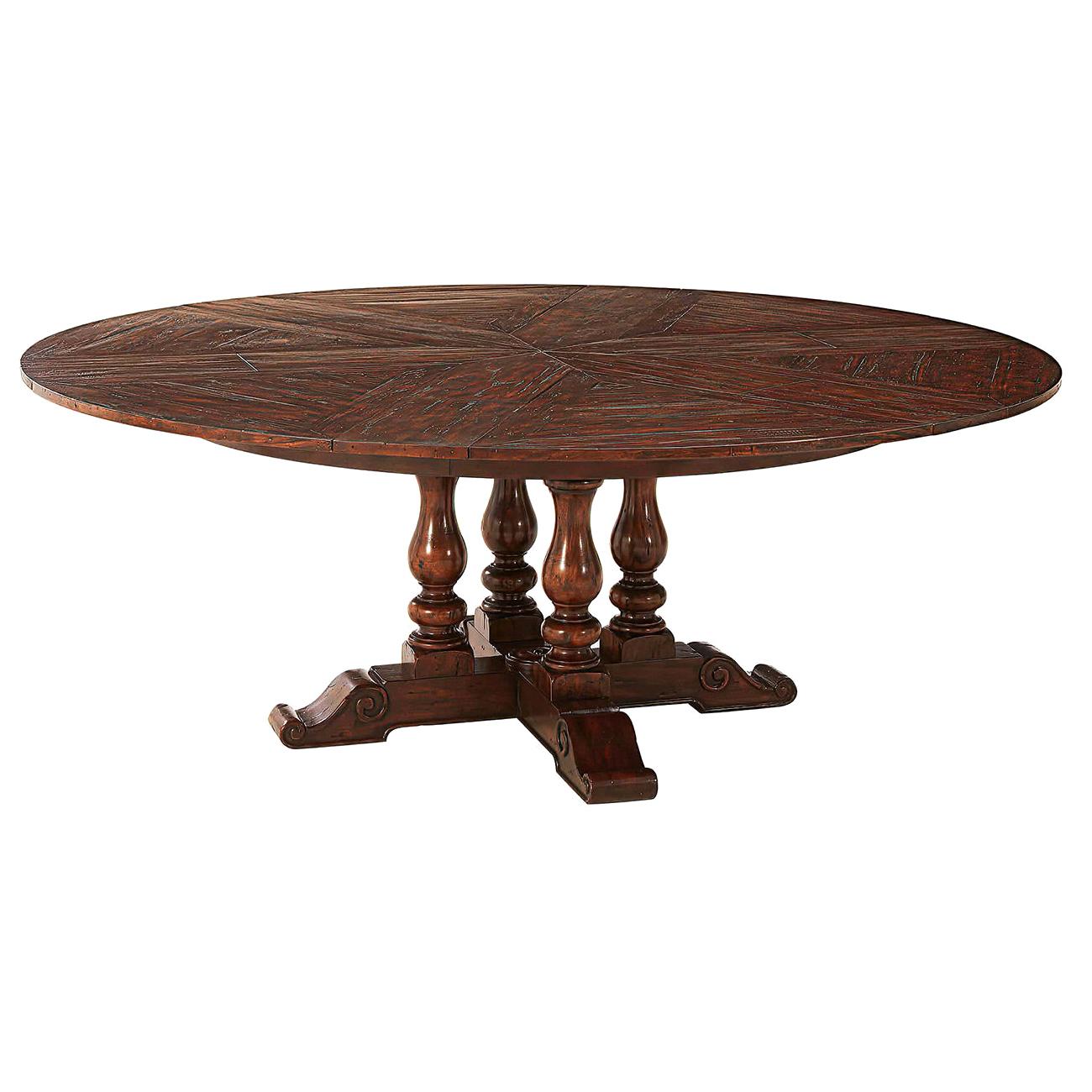 Early English Style Round Extension Dining Table 78 For Sale