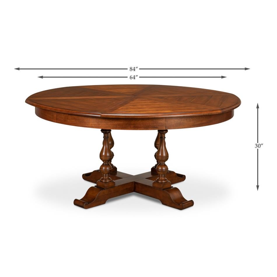 Early English Style Round Extension Dining Table - 84