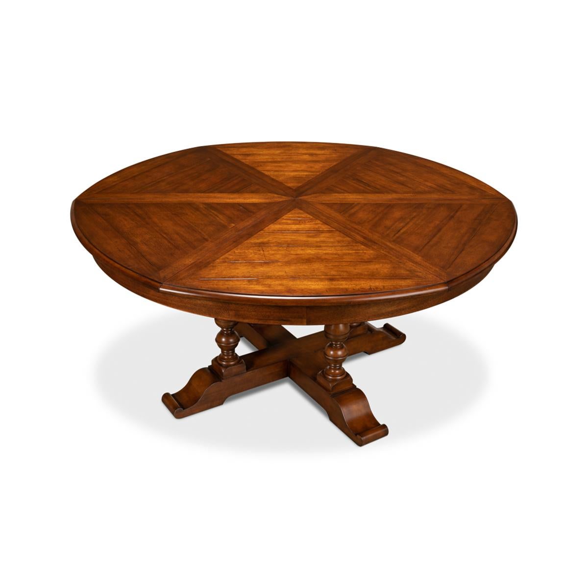 Contemporary Early English Style Round Extension Dining Table - 84