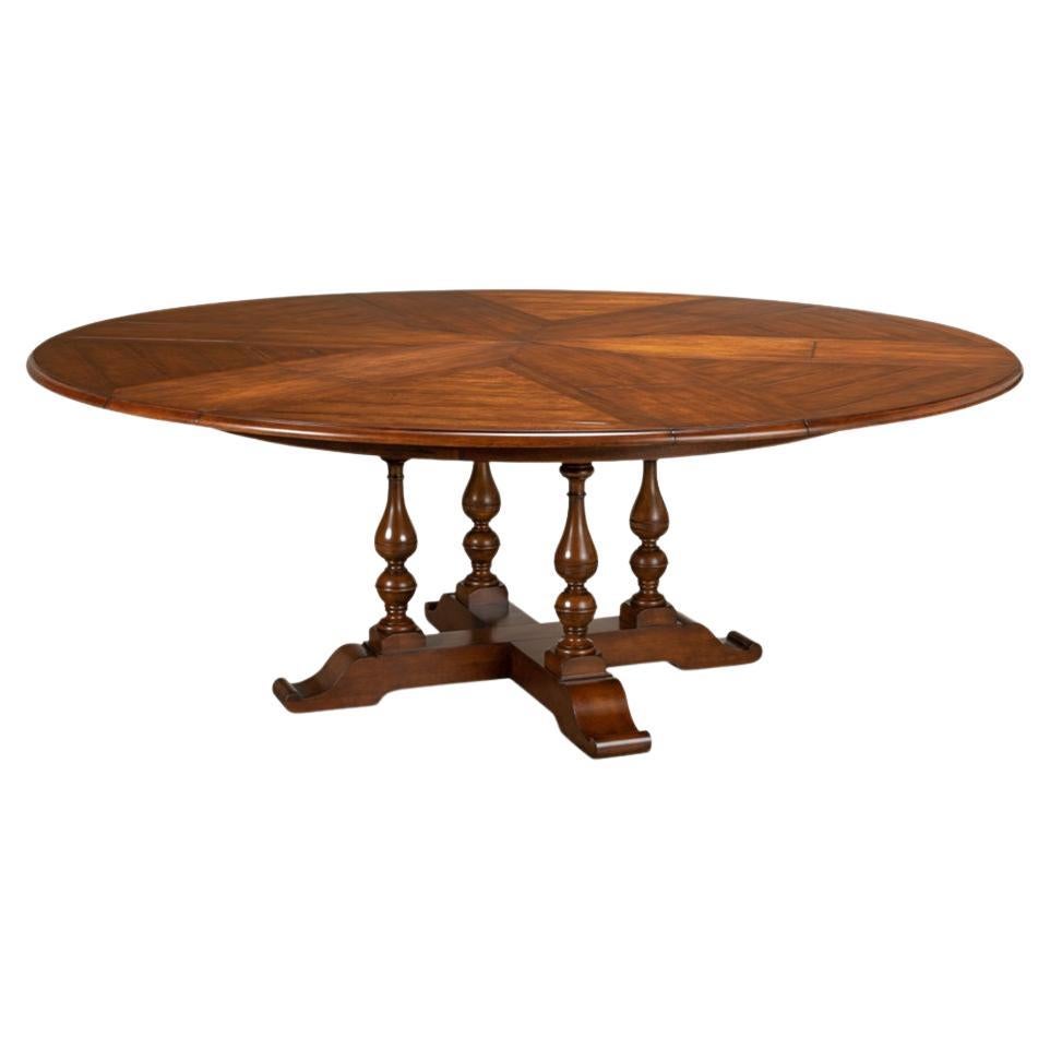Early English Style Round Extension Dining Table - 84" For Sale
