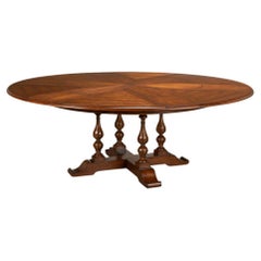 Early English Style Round Extension Dining Table - 84"