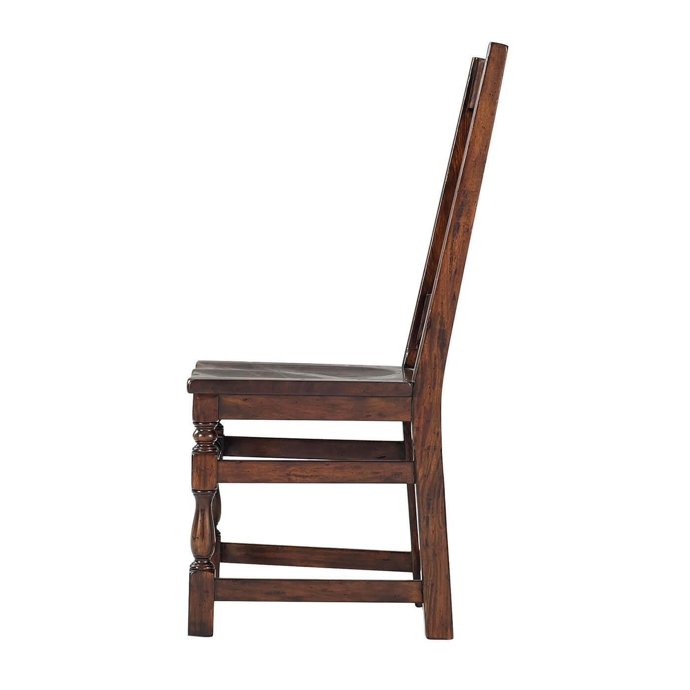 Rustic Early English Style Side Chairs For Sale