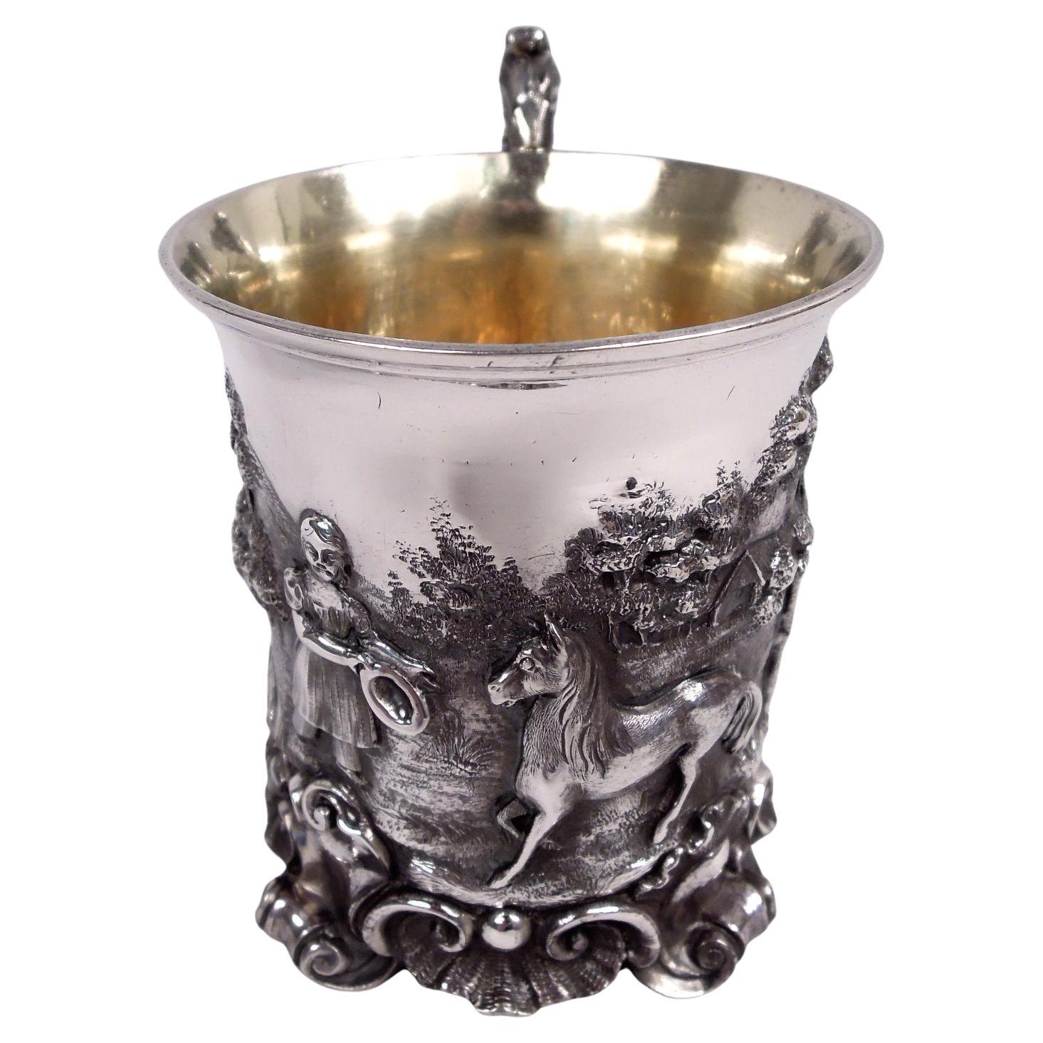 Early English Victorian Baby Cup with Child & Pony Pastoral Scene, 1838 For Sale