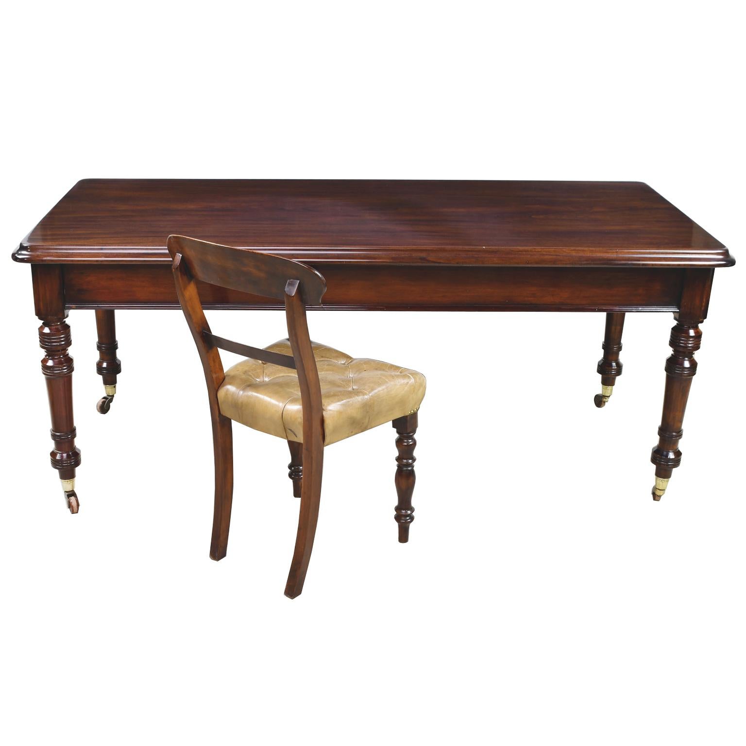 Early English Victorian Library Table in Mahogany, circa 1840 In Good Condition In Miami, FL