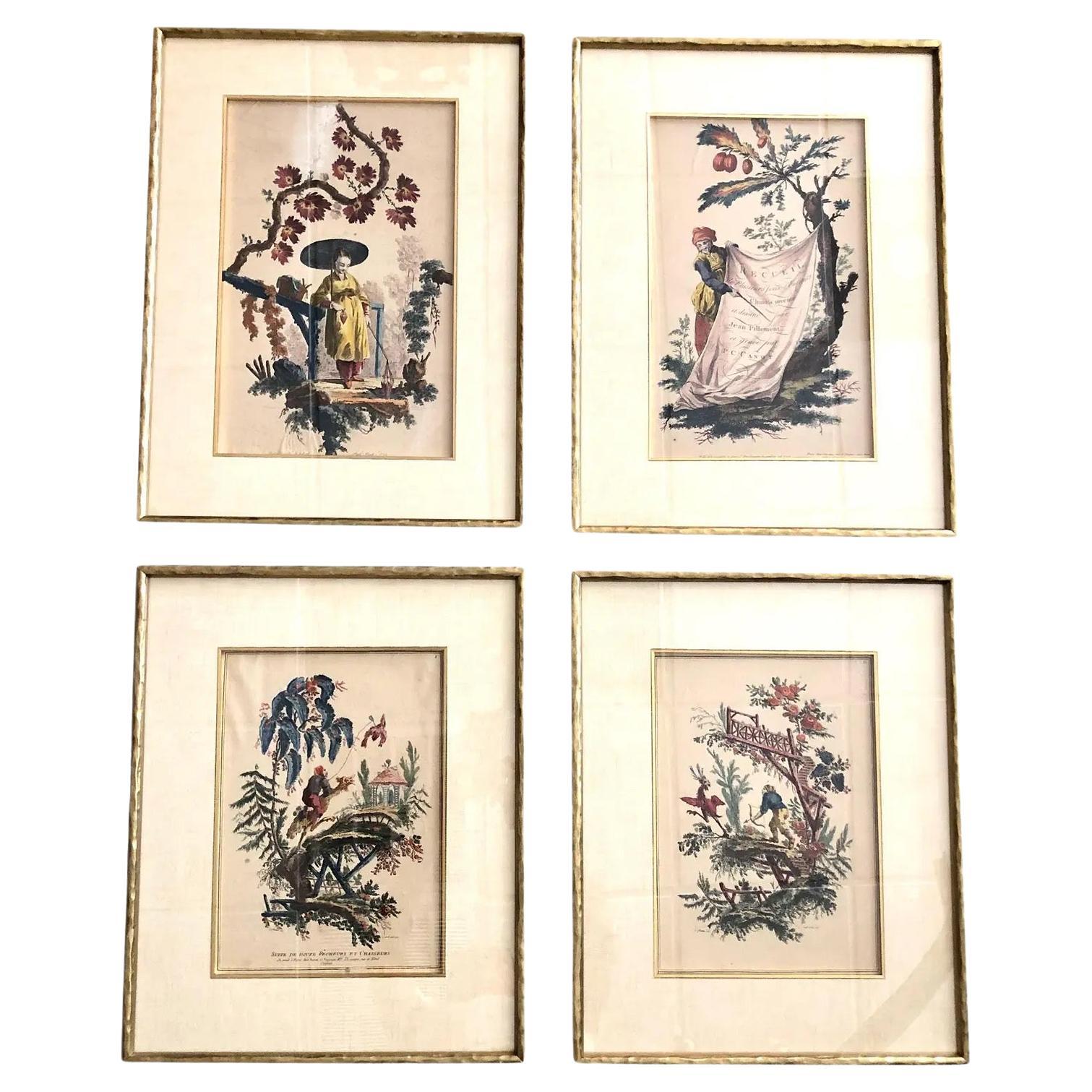 Early Engravings Dated 1759 - Set of 4 For Sale