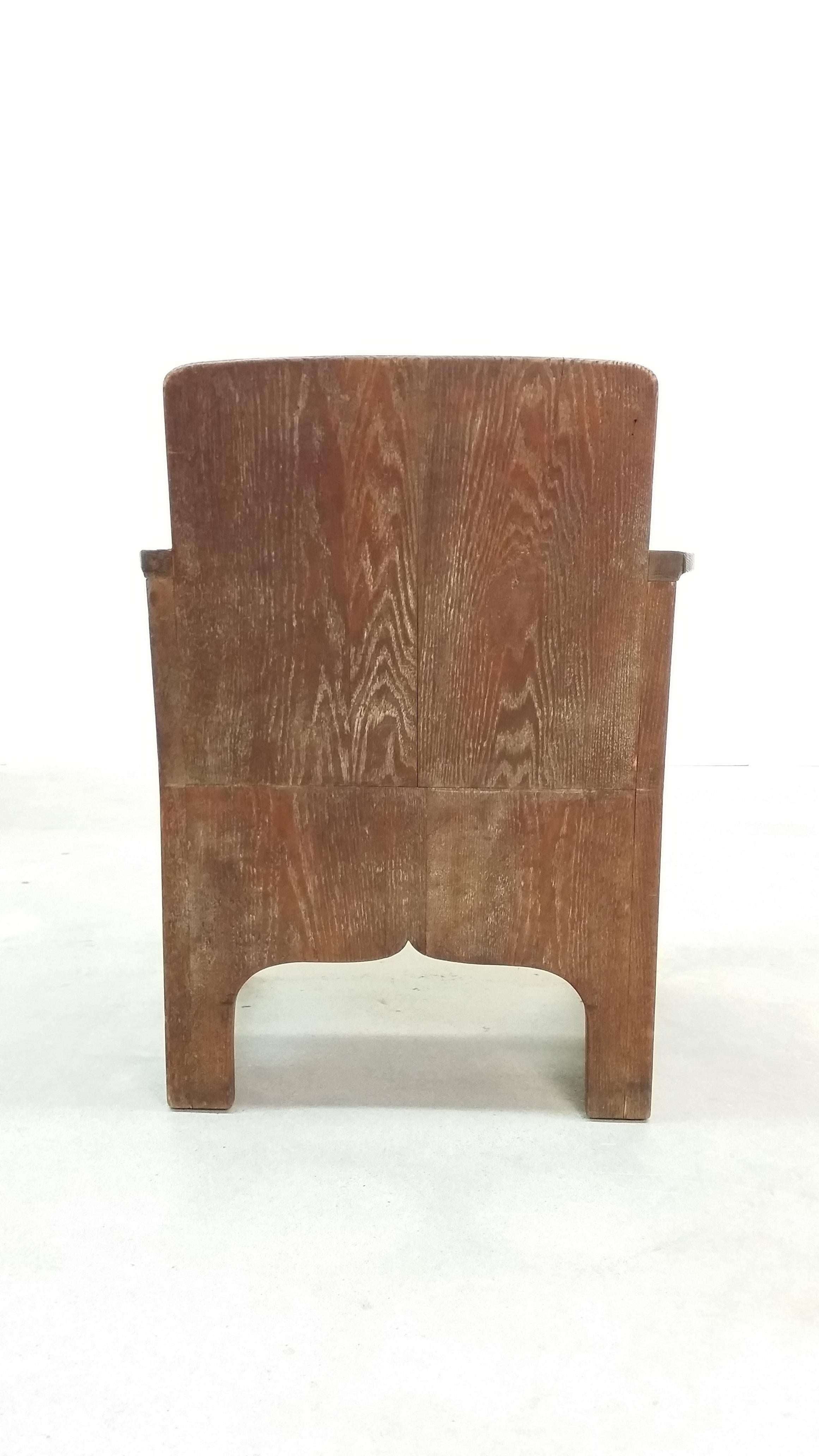 Oak Early European Arts and Crafts Chair For Sale