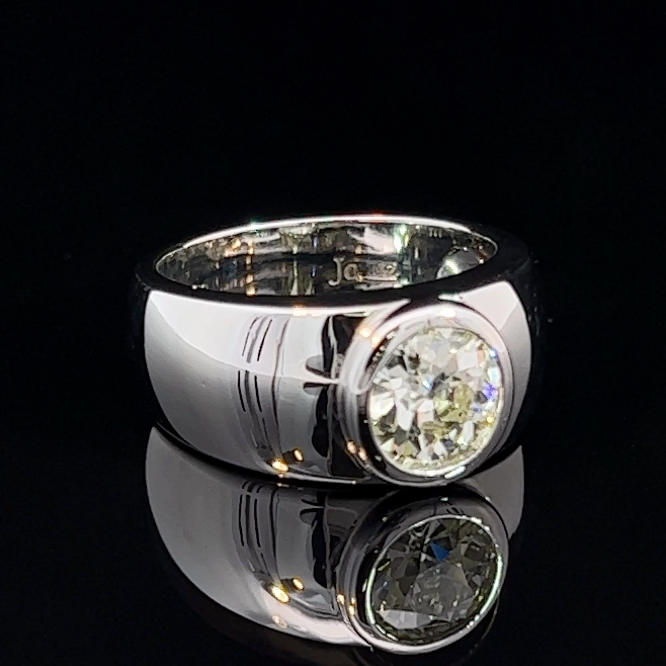 Old European Cut Early European Cut Diamond Bezel Set Ring Circa 2000s