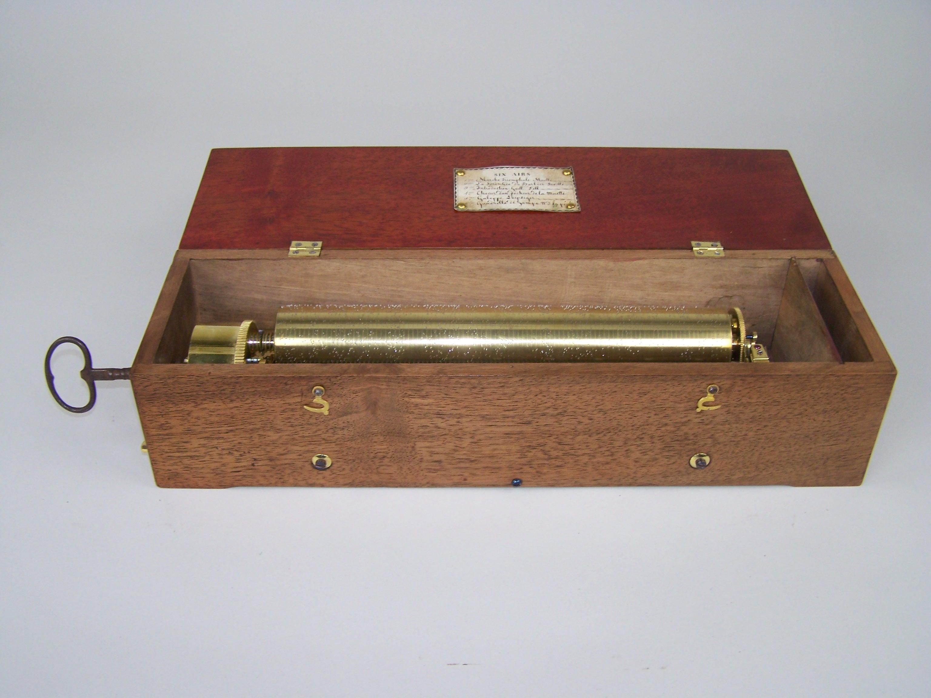 Swiss Music Box with Exposed Controls playing 6 tunes For Sale