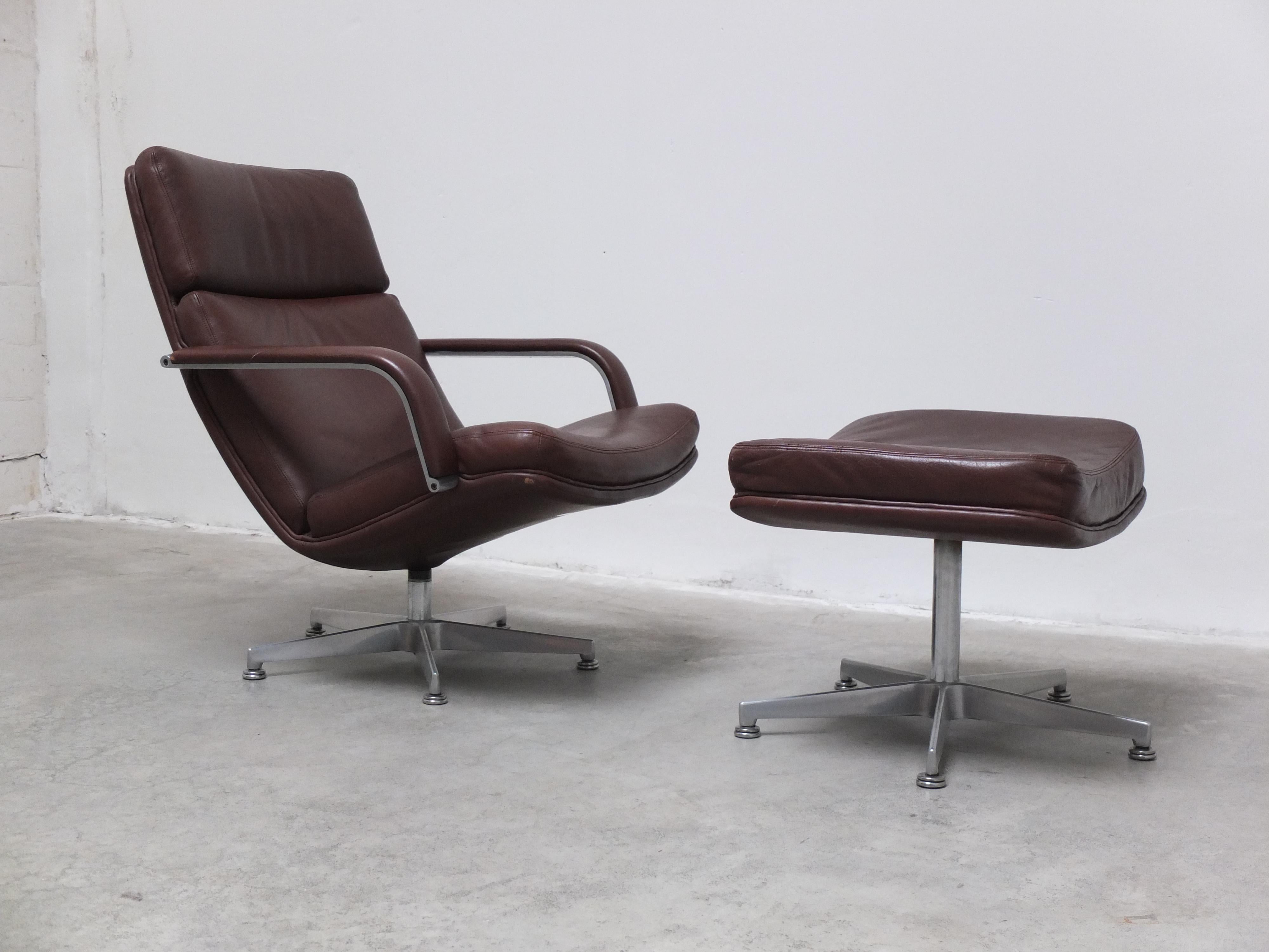 20th Century Early 'F141' Lounge Chair with Ottoman by Geoffrey Harcourt for Artifort, 1972 For Sale