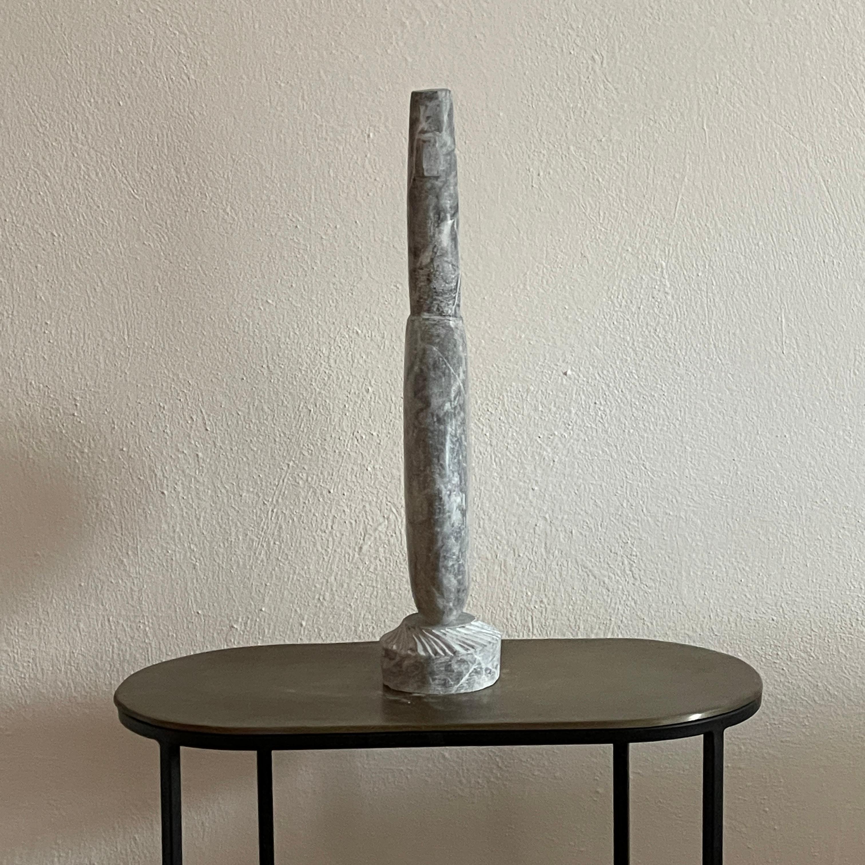 Post-Modern Early Figure Hand Carved Marble Sculpture by Tom Von Kaenel For Sale