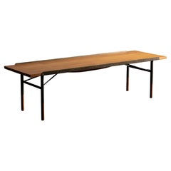 Early Finn Juhl Table Bench Model BO101 in Teak and Brass, Denmark, 1950s