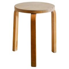 Early Finnish Mid Century Wooden Tripod Stool 60 in Birch by Alvar Aalto, 1940s