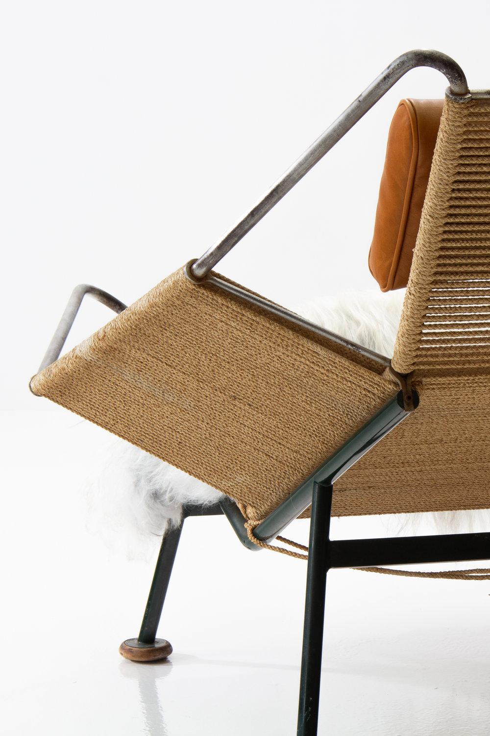 Mid-20th Century Early Flag Halyard Chair GE225 by Hans Wegner with Wooden Feet, Denmark, 1950