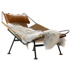 Chaise à drisse de drapeau GE225 de Hans Wegner avec pieds en bois:: Danemark:: 1950