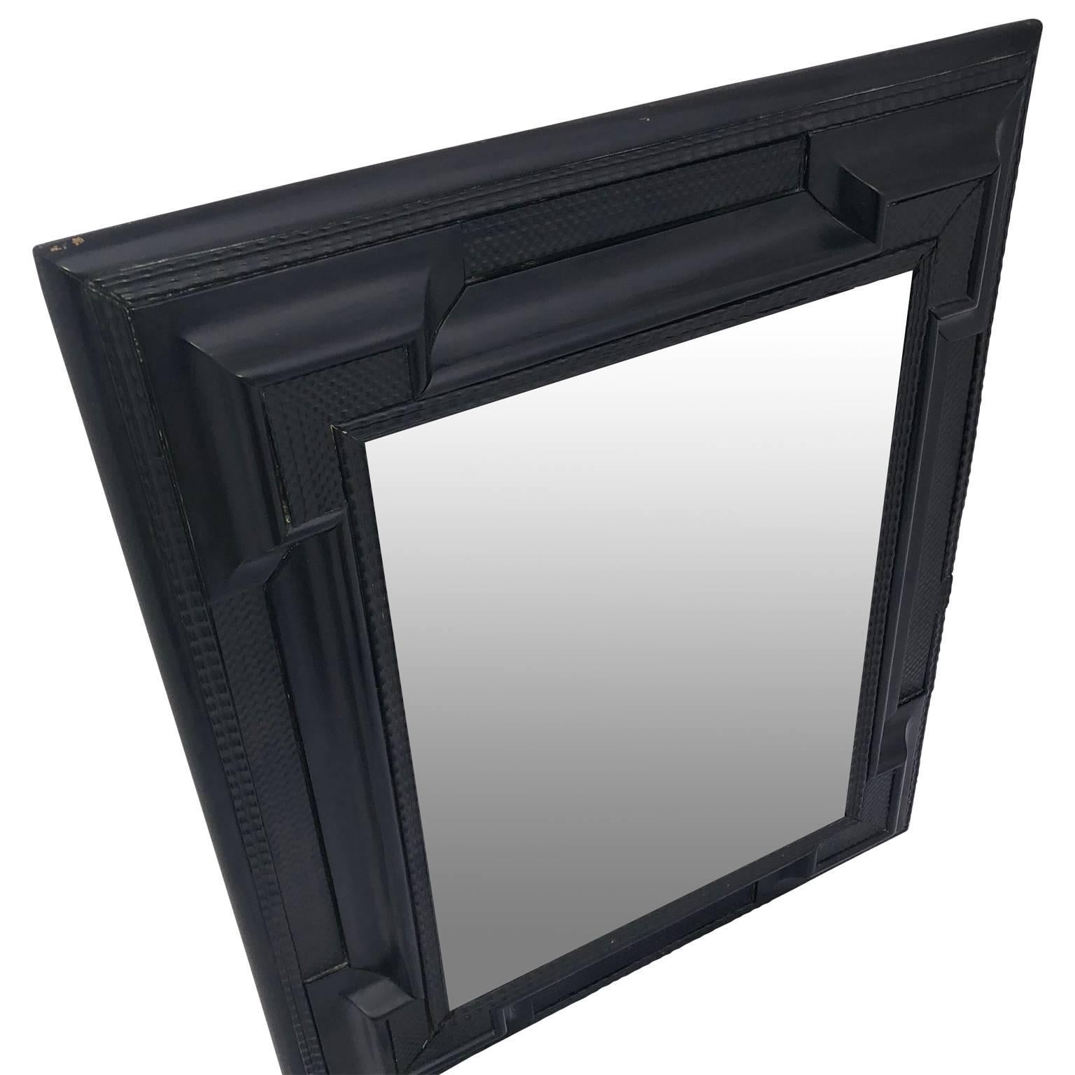 Ebonized Early Flemish Or Scandinavian Baroque Style Wall Mirror