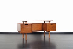 Early Floating Top Walnut Desk by Milo Baughman