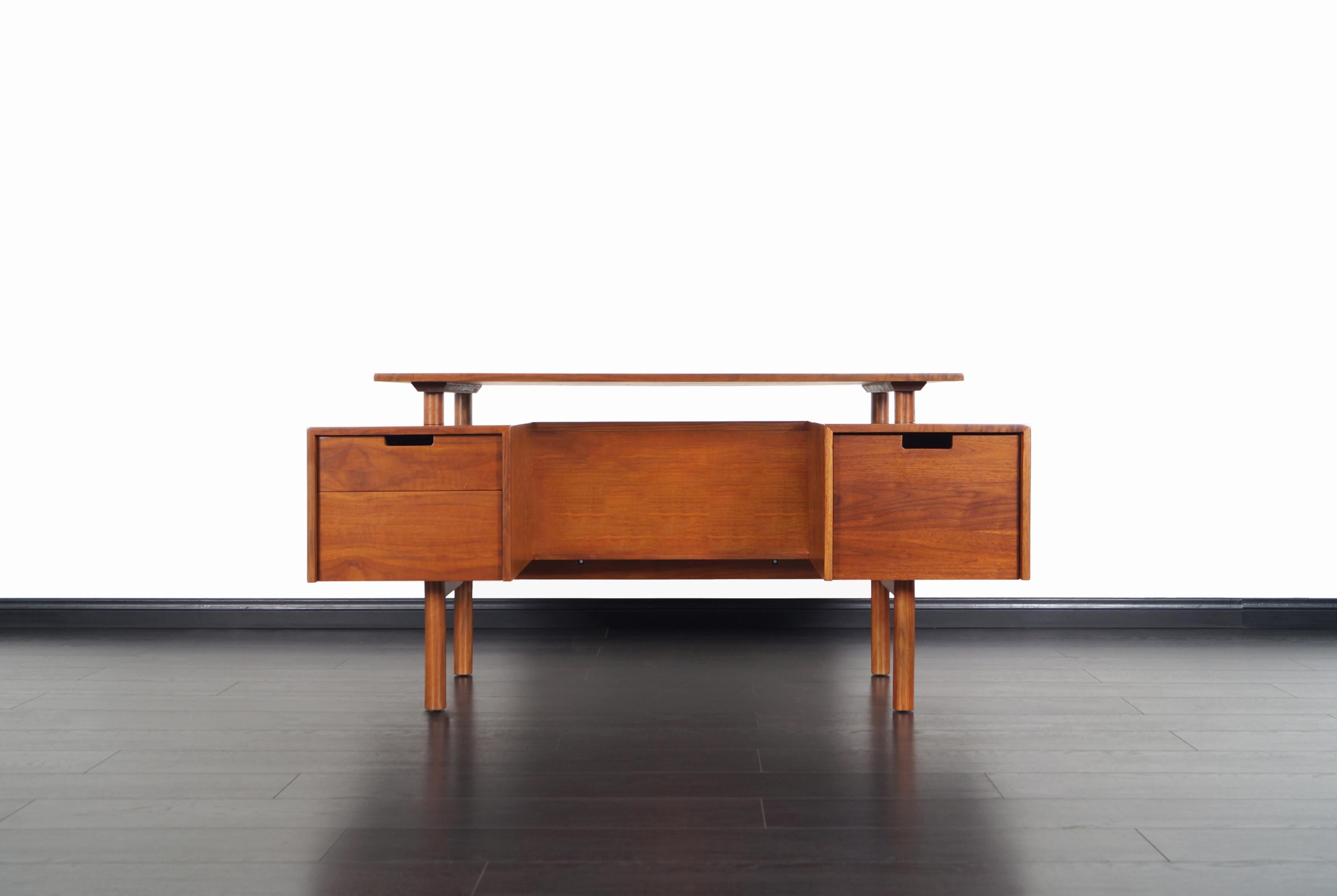 Mid-20th Century Early Floating Top Walnut Desk by Milo Baughman