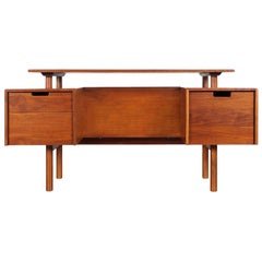 Early Floating Top Walnut Desk by Milo Baughman