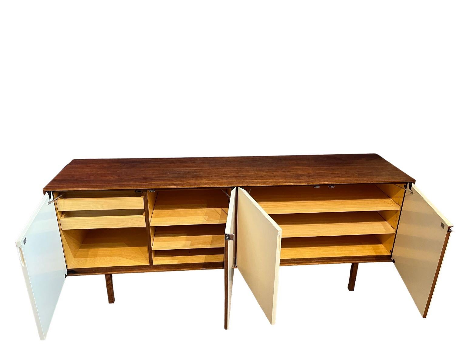 Painted Early Florance Knoll For Knoll Associates Walnut And Cream Credenza C.1950 For Sale