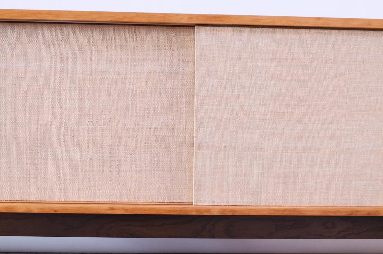 Early Florence Knoll Credenza / Cabinet in Mahogany, Birch, and Grasscloth 7