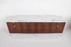 Early Florence Knoll Credenza in Rosewood with Calacatta Marble Top
