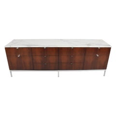 Early Florence Knoll Credenza in Rosewood with Calacatta Marble Top