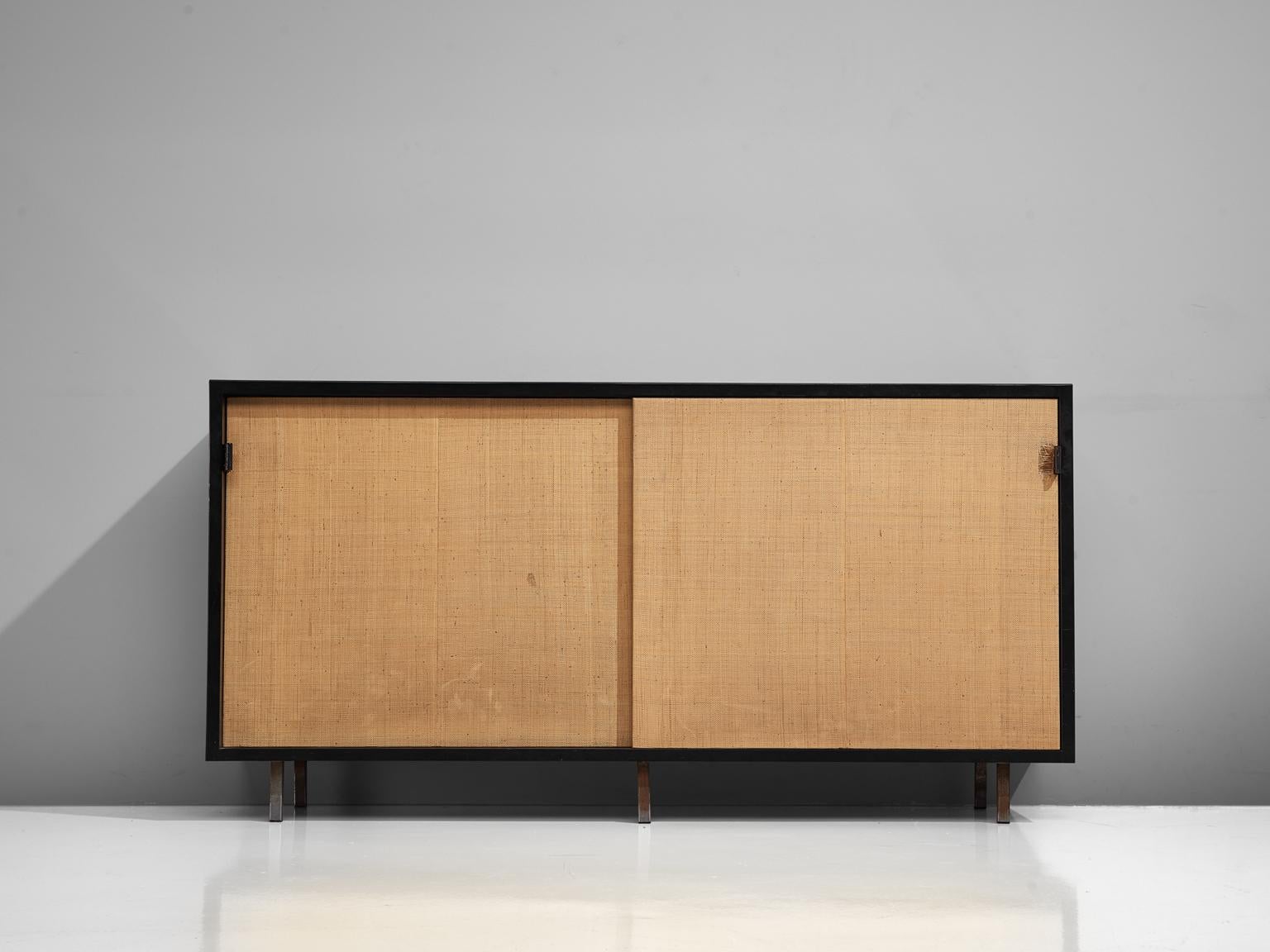 Mid-Century Modern Early Florence Knoll Credenza with Cane Sliding Doors
