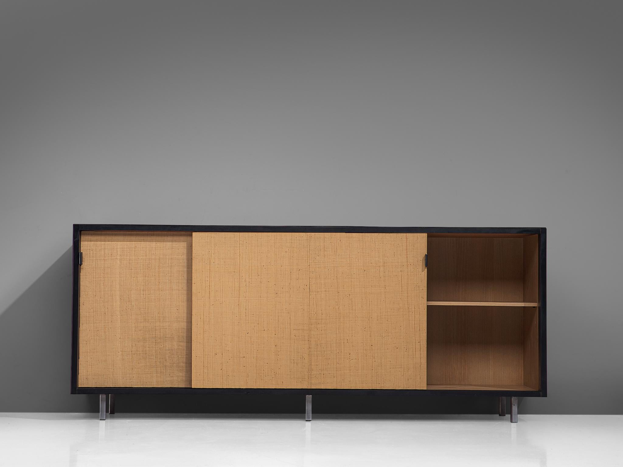 Mid-Century Modern Early Florence Knoll Credenza with Cane Sliding Doors