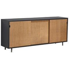 Early Florence Knoll Credenza with Cane Sliding Doors