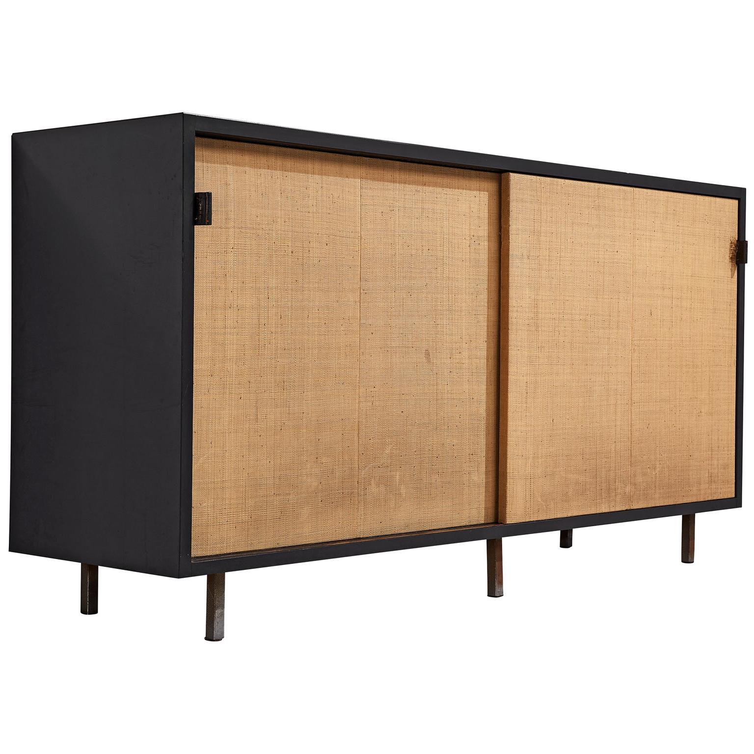 Early Florence Knoll Credenza with Cane Sliding Doors