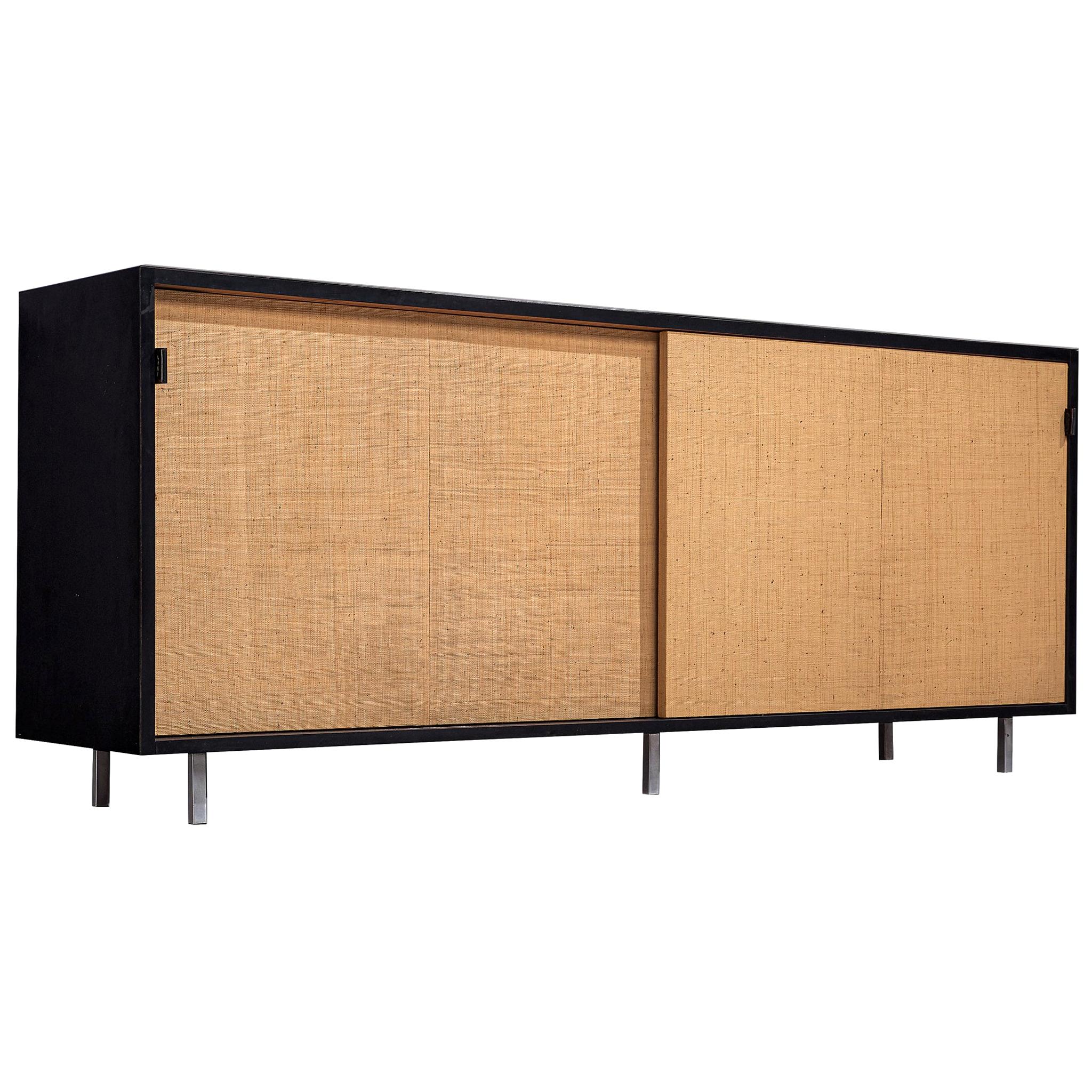 Early Florence Knoll Credenza with Cane Sliding Doors