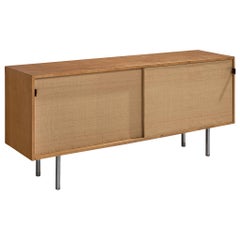 Early Florence Knoll Credenza with Cane Sliding Doors