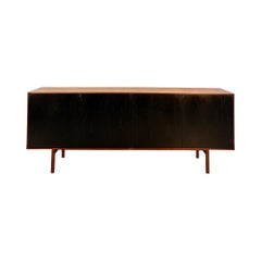 Early Florence Knoll Ebonized Door Walnut Credenza