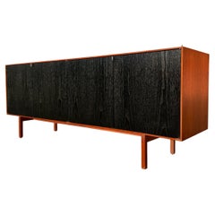 Early Florence Knoll Ebonized Door Walnut Credenza