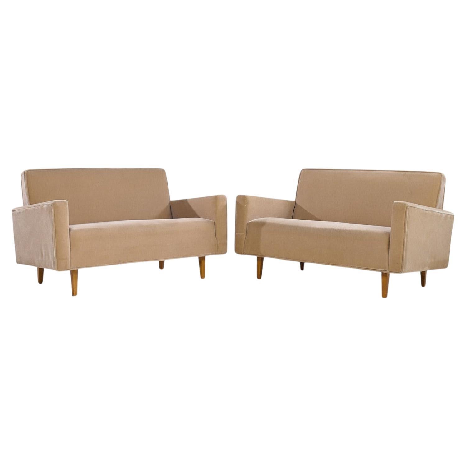 Frühes Florence Knoll Mid Century Mohair Settee Sofa - Paar im Angebot