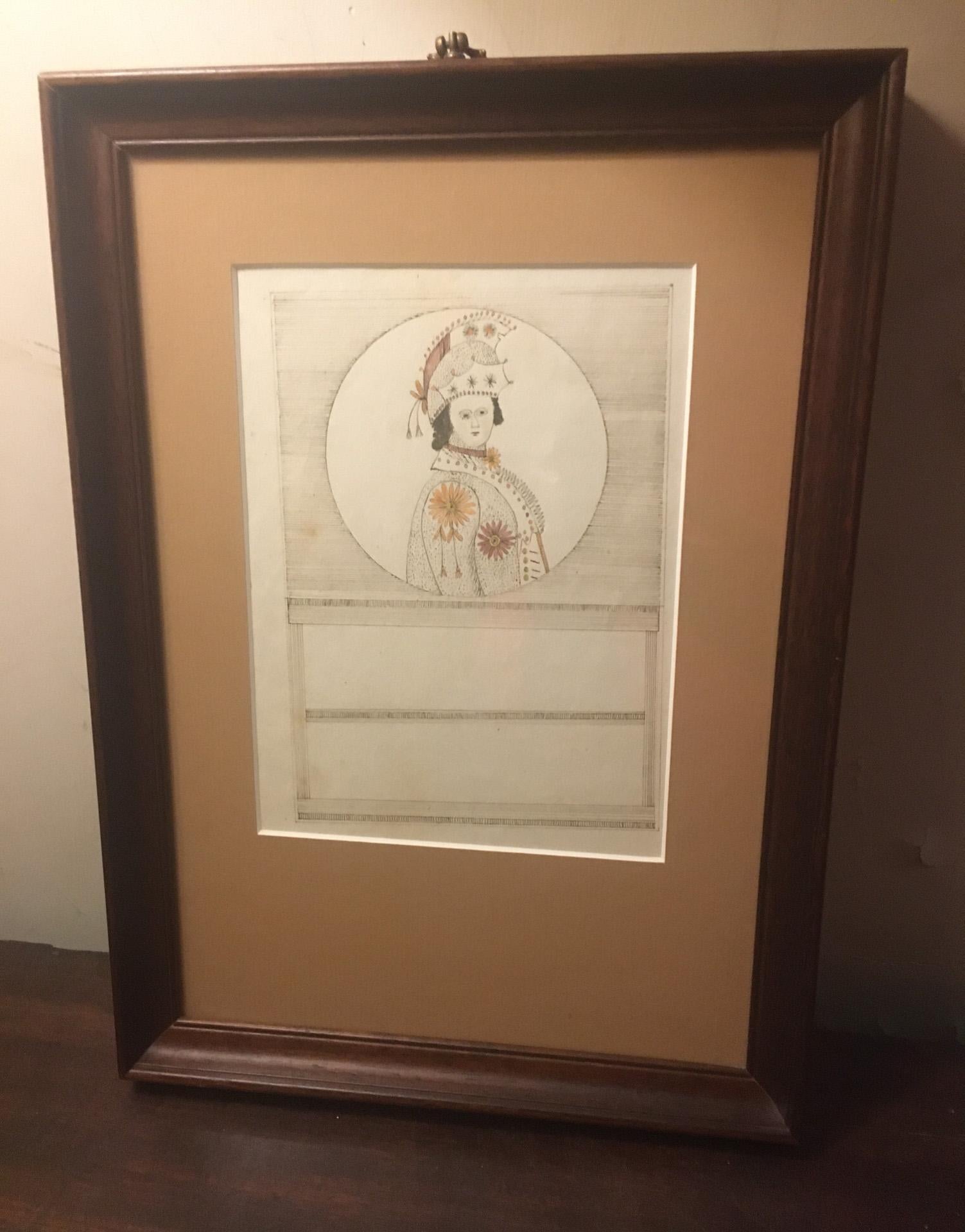 Early Folk Art American Two Sided Framed Military Drawing with Map In Good Condition For Sale In Savannah, GA