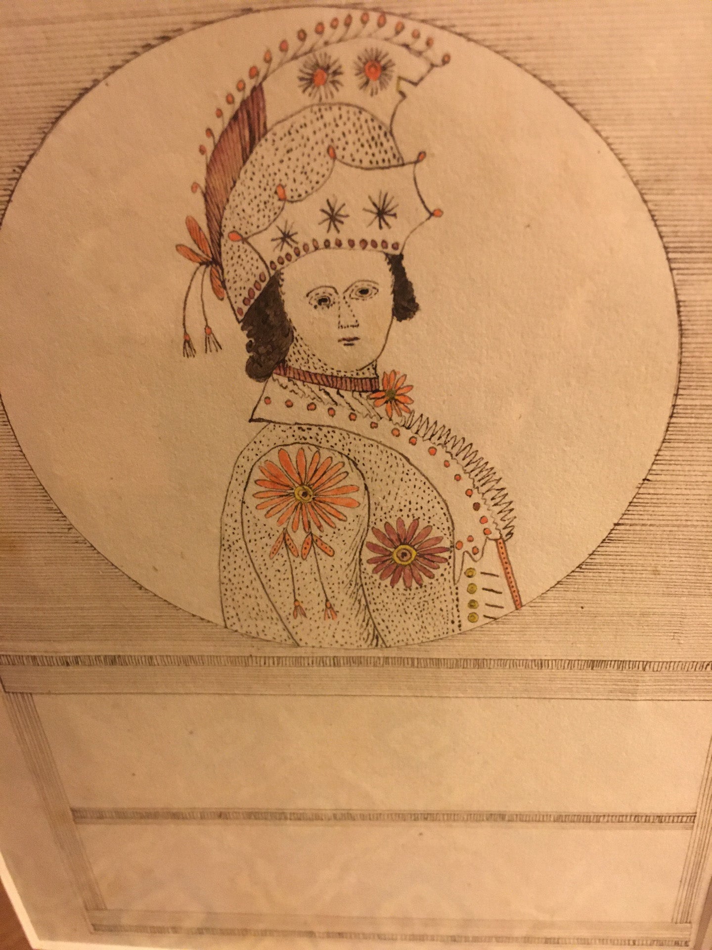 18th Century Early Folk Art American Two Sided Framed Military Drawing with Map For Sale
