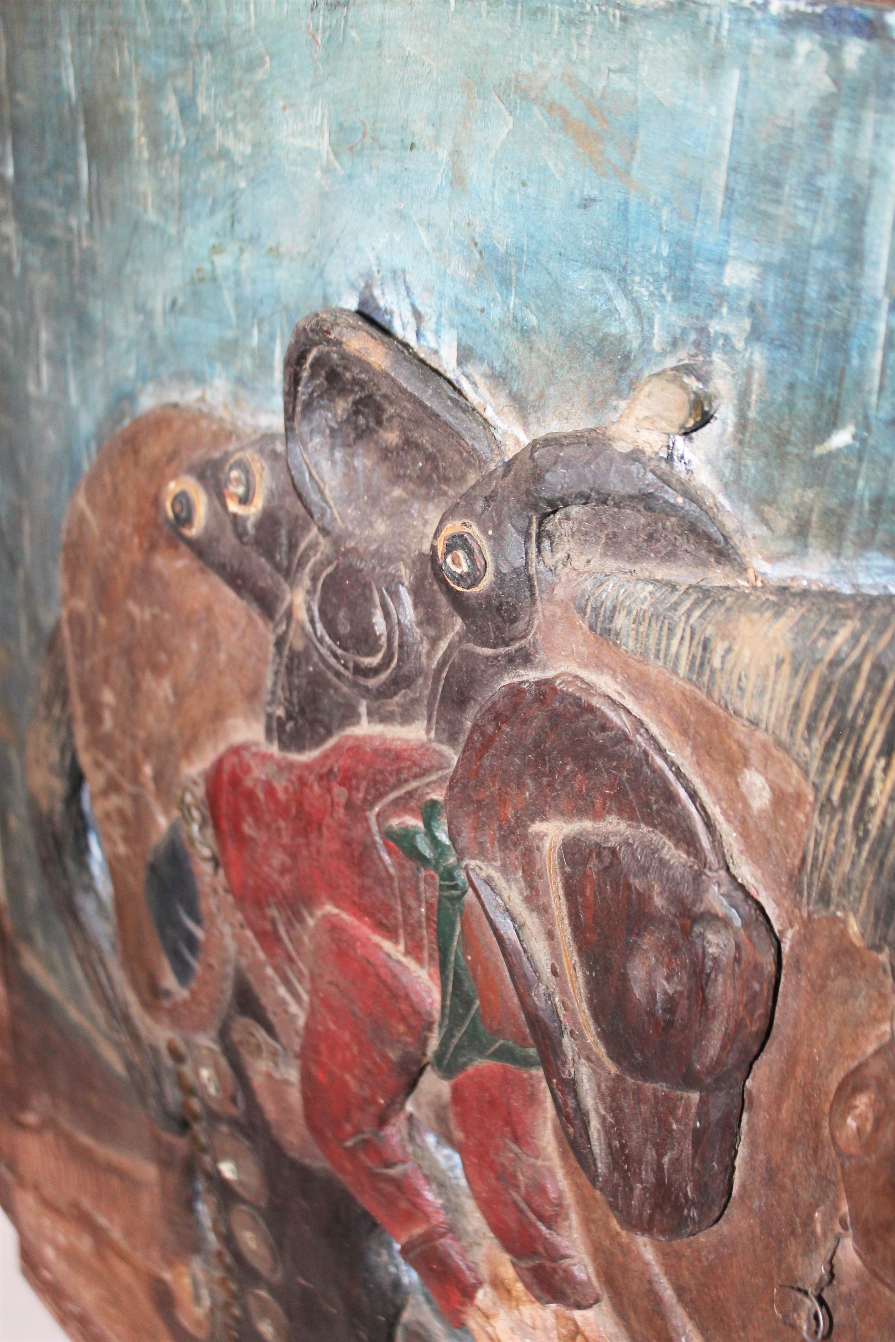 Early Folk Art Carving of a Cowboy with His Horse In Good Condition For Sale In Los Angeles, CA
