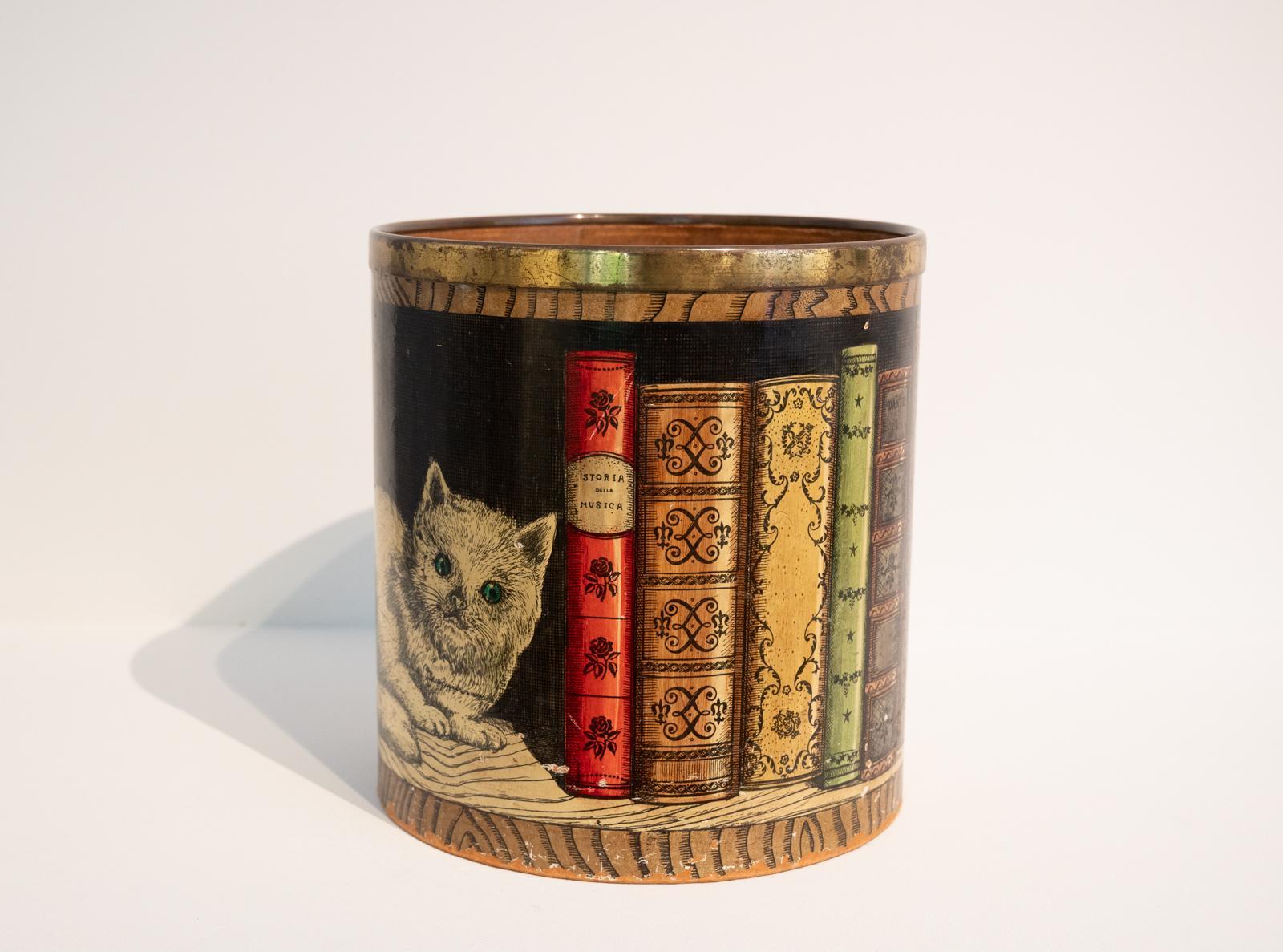 Early Piero Fornasetti mid century library design waste paper bin 5