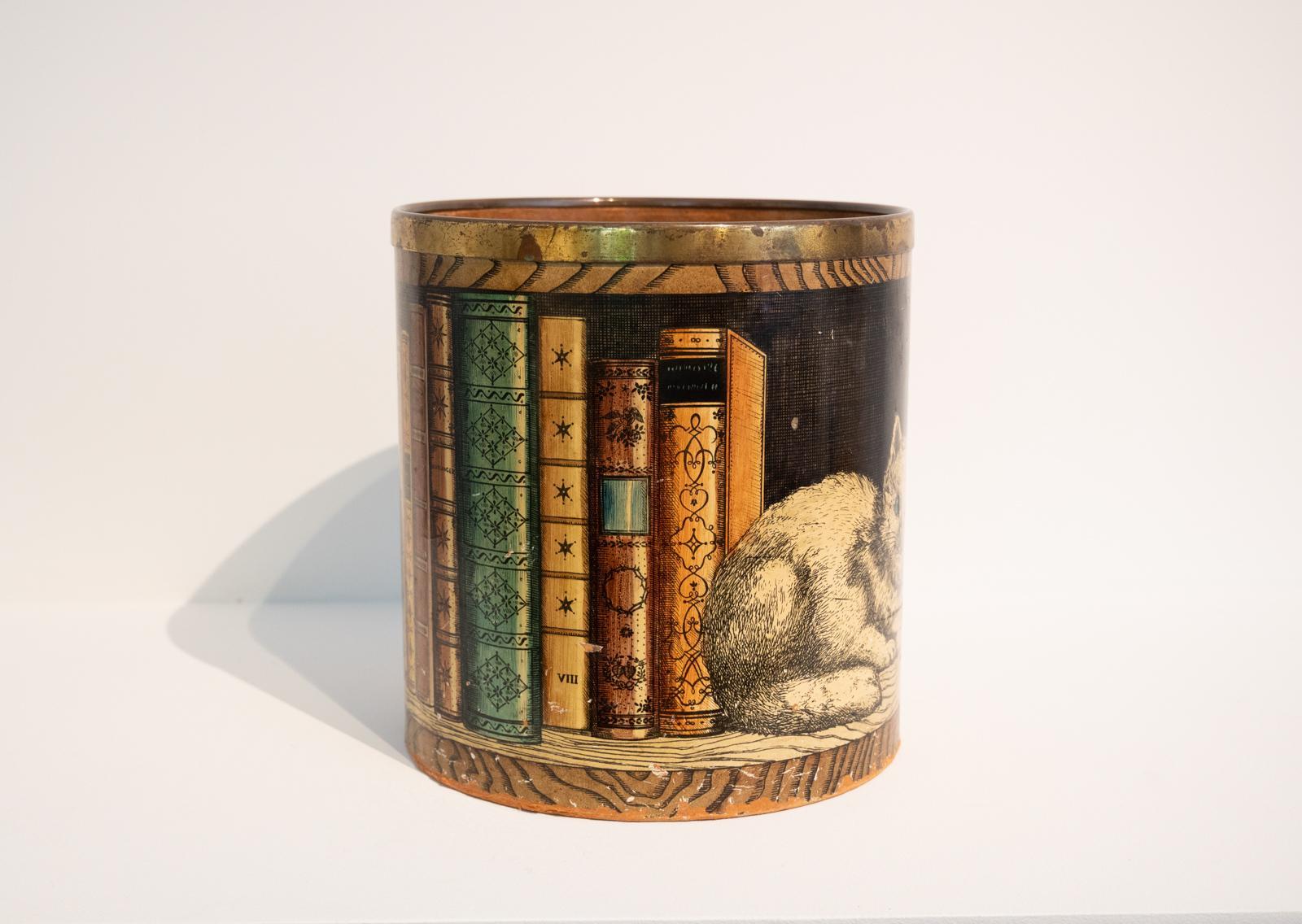 Early Piero Fornasetti mid century library design waste paper bin 6
