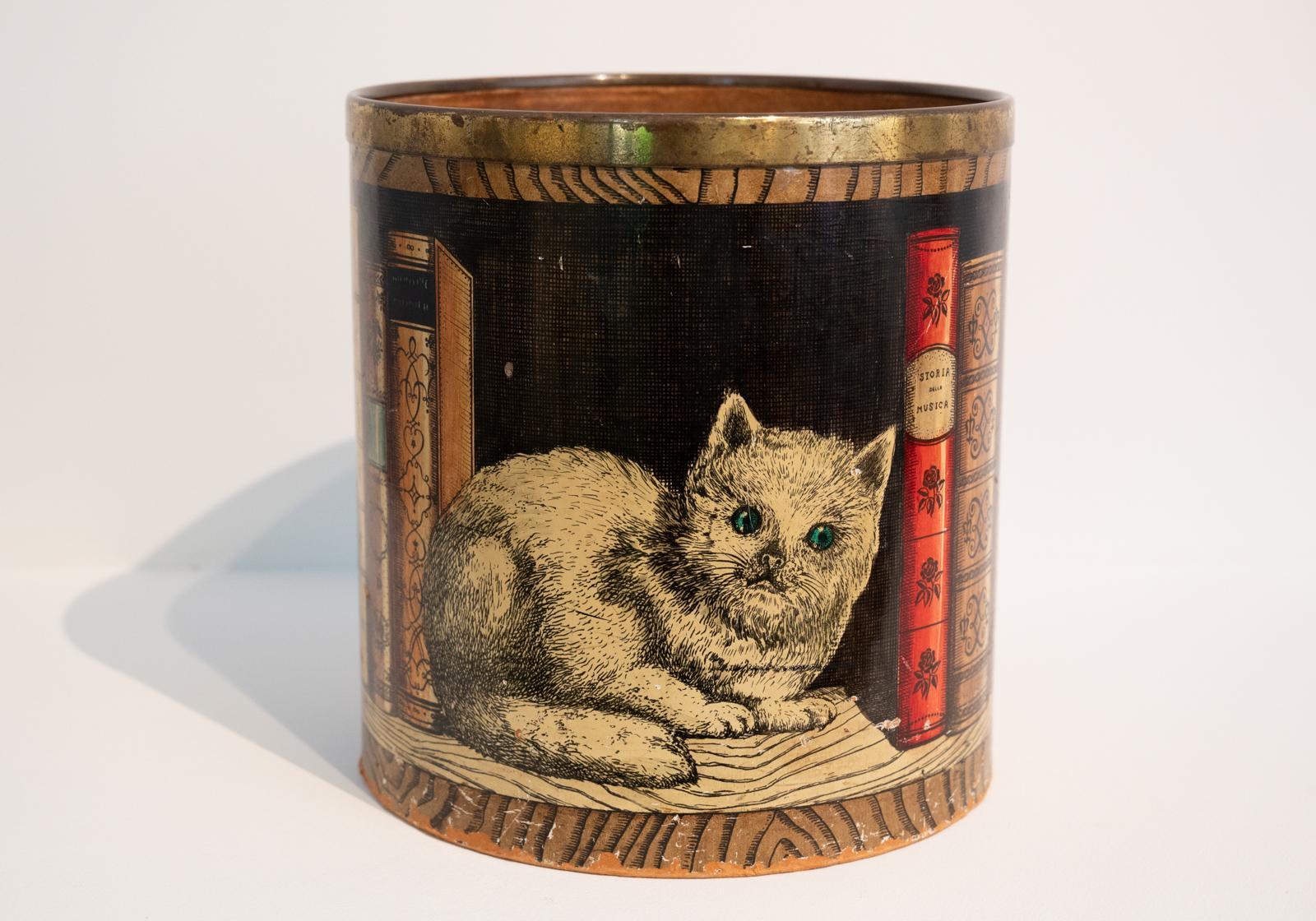 Early Piero Fornasetti mid century library design waste paper bin In Fair Condition In Henley-on Thames, Oxfordshire